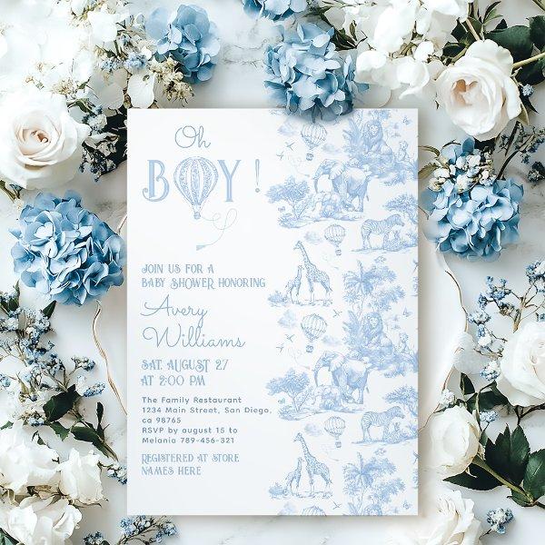 Oh Boy Blue Toile Safari Animal