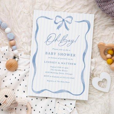 Oh Boy Blue Wavy Ribbon Bow
