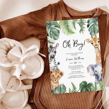 Oh Boy Cute Safari Animals Greenery