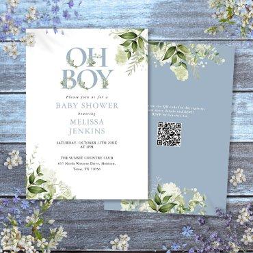 Oh Boy Greenery Dusty Blue QR Code