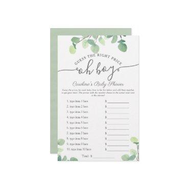 Oh Boy Guess Price Greenery Baby Shower Game