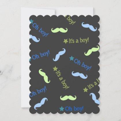 Oh Boy! It's a boy! Mustache Baby Shower Invitation