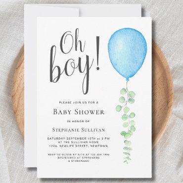Oh Boy Modern Eucalyptus Blue Balloon