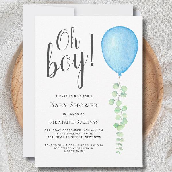 Oh Boy Modern Eucalyptus Blue Balloon