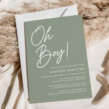 Oh Boy Script Sage Green Minimalist