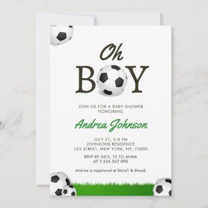 Oh Boy Soccer Balls Grass Player Coach Baby Shower Save The Date