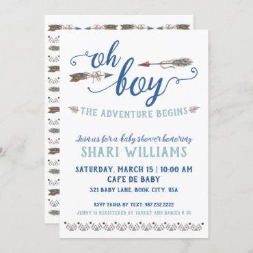 Oh Boy Tribal Baby Shower Invitation