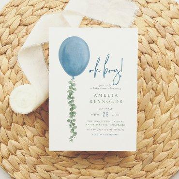 Oh Boy | Watercolor Eucalyptus Balloon