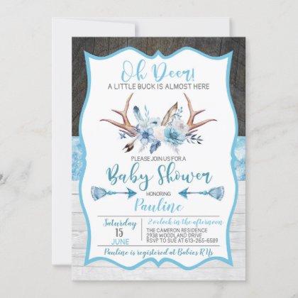 Oh Deer a little Buck is almost here Baby Shower Invitation