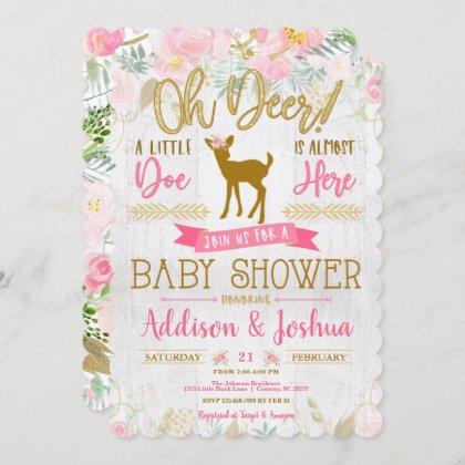 Oh Deer! A Little Doe Baby Girl Shower Invitation