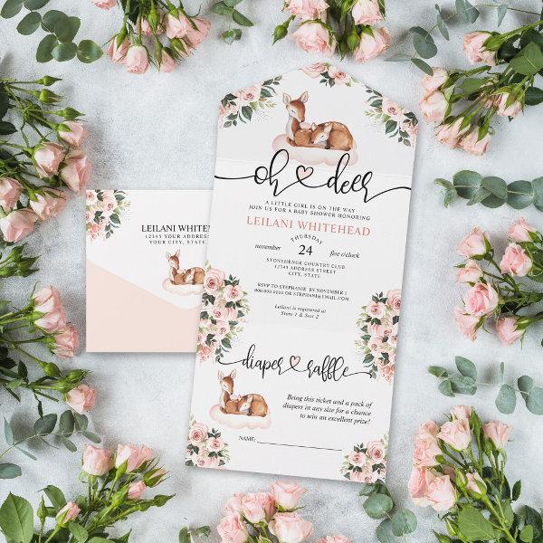 Oh Deer Baby Shower Watercolor Floral All In One I All In One