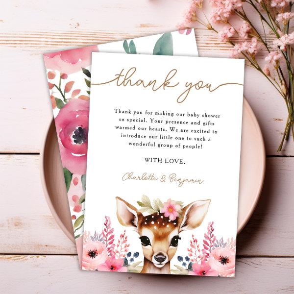 Oh Deer Cute Baby Shower Thank You Card