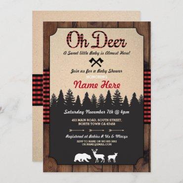 Oh Deer Lumberjack Red Baby Shower Boy Girl Invite