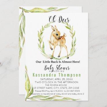 Oh Deer Our Little Buck Is Almost Here Baby Shower Invitation