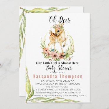 Oh Deer Our Little Girl Is Almost Here Baby Shower Invitation