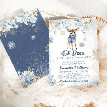 Oh Deer Winter Navy Blue Baby Boy Shower