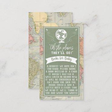 "Oh The Places They'll Go!" Travel Map Baby Shower Enclosure Card
