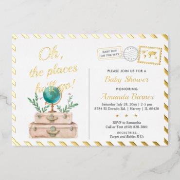 Oh The Places Travel Baby Boy Shower Adventure Map Foil