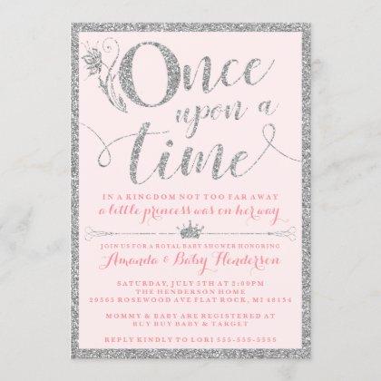 Once Upon A Time Silver Princess Baby Shower Invitation