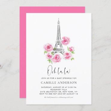 Ooh la la Eiffel Tower Pink Floral Baby Sprinkle