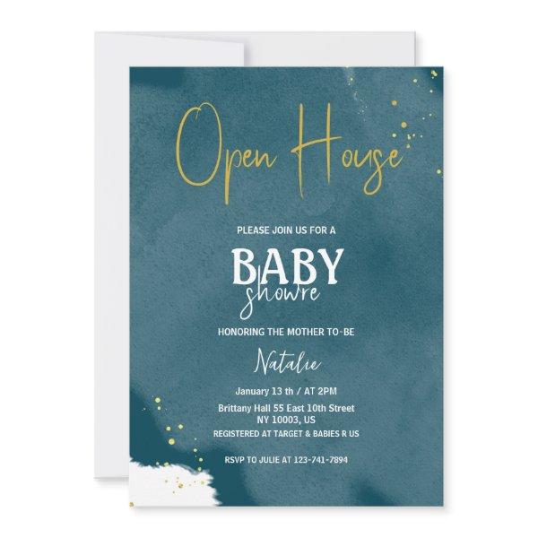 open house navy blue sprinkle gold