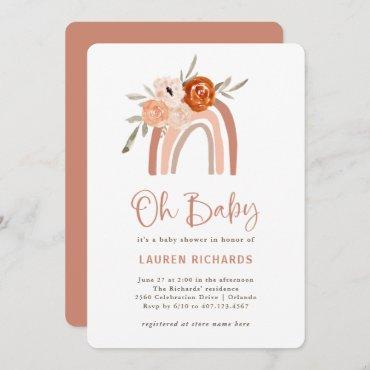 Orange Terracotta Boho | Rainbow Oh Baby Shower Invitation