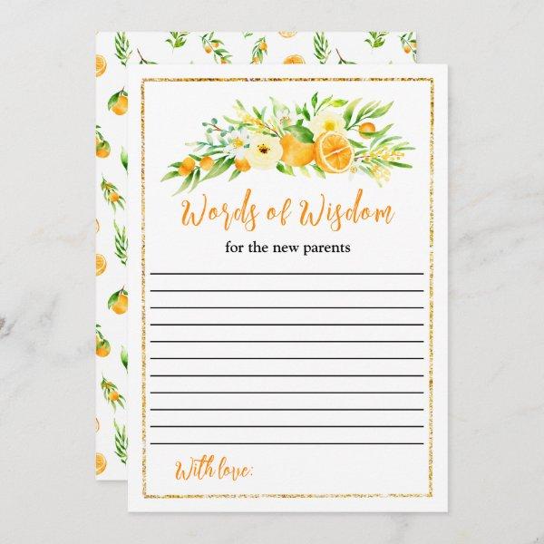Oranges and Foliage Baby Shower Words Of Wisdom