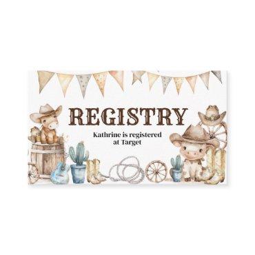 Our Little Cowboy Wild West Baby Shower Registry Enclosure Card