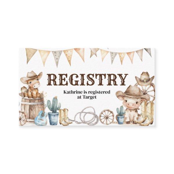 Our Little Cowboy Wild West Baby Shower Registry Enclosure Card