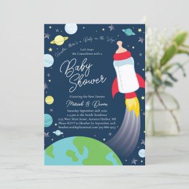 Outer Space Baby Shower Bottle Rocket Spaceship