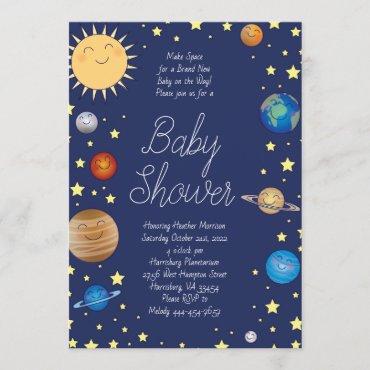 Outer Space Baby Shower Galaxy Universe Stars Invitation