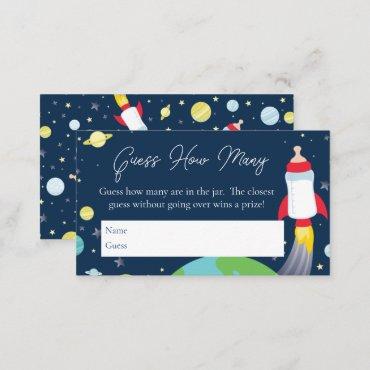 Outer Space Baby Shower Rocket Guess How Many Game Enclosure Card