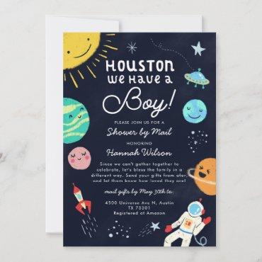 Outer Space Boy Baby Shower By Mail Invitation