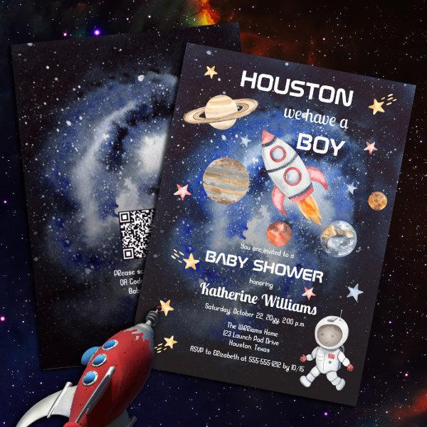 Outer Space Houston We Have a Boy QR