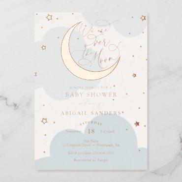 Over the Gold Moon Blue Baby Shower Foil