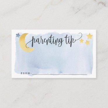 Over the Moon, Blue Parenting Tip Jar Advice Card