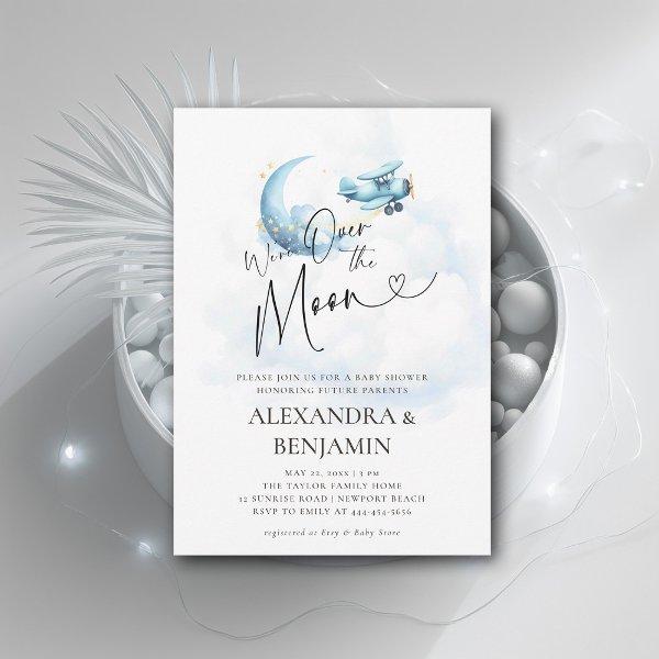 Over the Moon Clouds Airplane Coed Baby Boy Shower