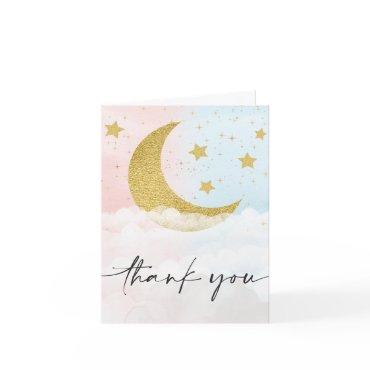 Over The Moon Gender Reveal Thank You  Card