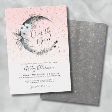 Over The Moon Girl Pink Baby Shower