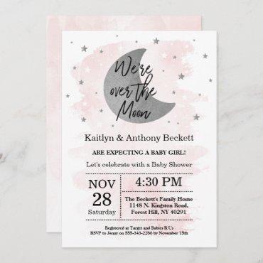 Over The Moon | Girls Baby Shower Invitation
