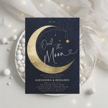 Over the Moon Gold Crescent Coed Baby Boy Shower
