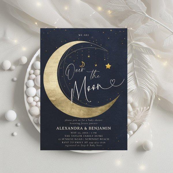 Over the Moon Gold Crescent Coed Baby Boy Shower