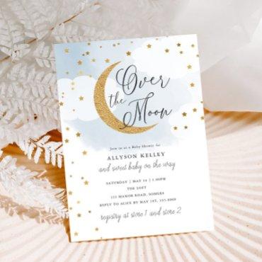 Over the Moon Gold Stars Blue