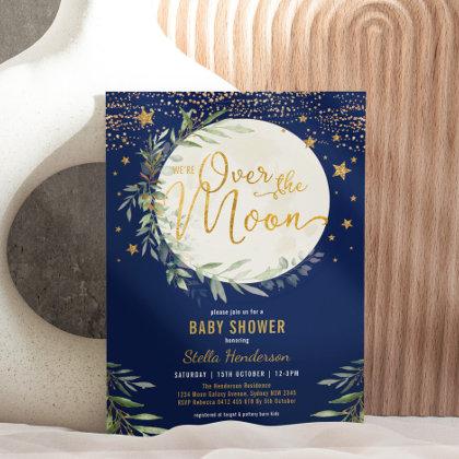 Over the Moon Navy Gold Greenery