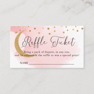 Over the Moon Pink, Baby Shower Raffle Ticket  Enclosure Card
