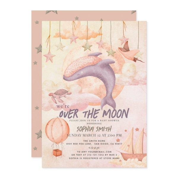 Over the Moon Pink Whale Boho Girl