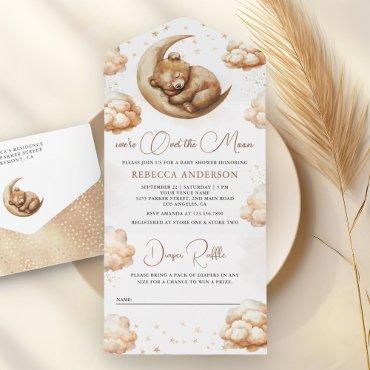Over the Moon Sleeping Teddy Bear Boho Baby Shower All In One