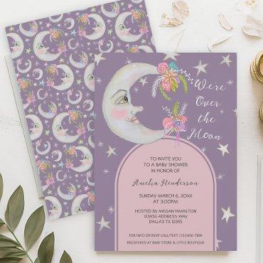 Over the Moon Stars Floral Lavender