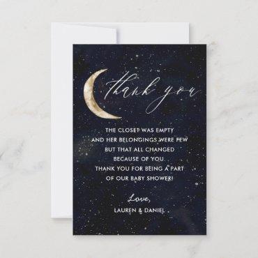 Over The Moon Theme Baby Shower Thank You Cards