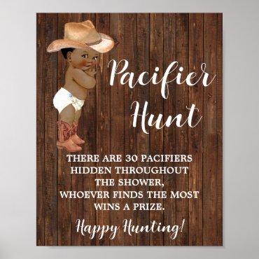 Pacifier Hunt Game Little Cowboy Baby Shower Sign